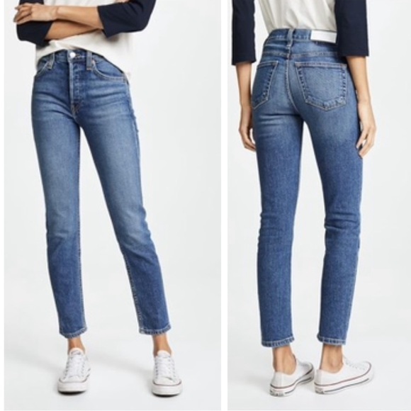 Re/Done 90’s High Rise Ankle Crop Jeans Size 24 - Picture 1 of 9